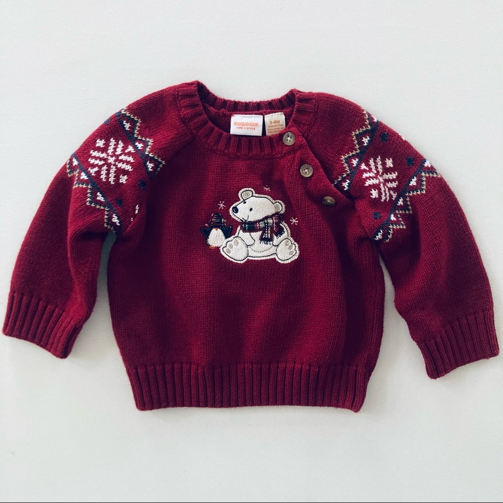 Sonoma Baby Boy 3-6 Months Polar Bear Fair Isle Sweater Holiday Christmas